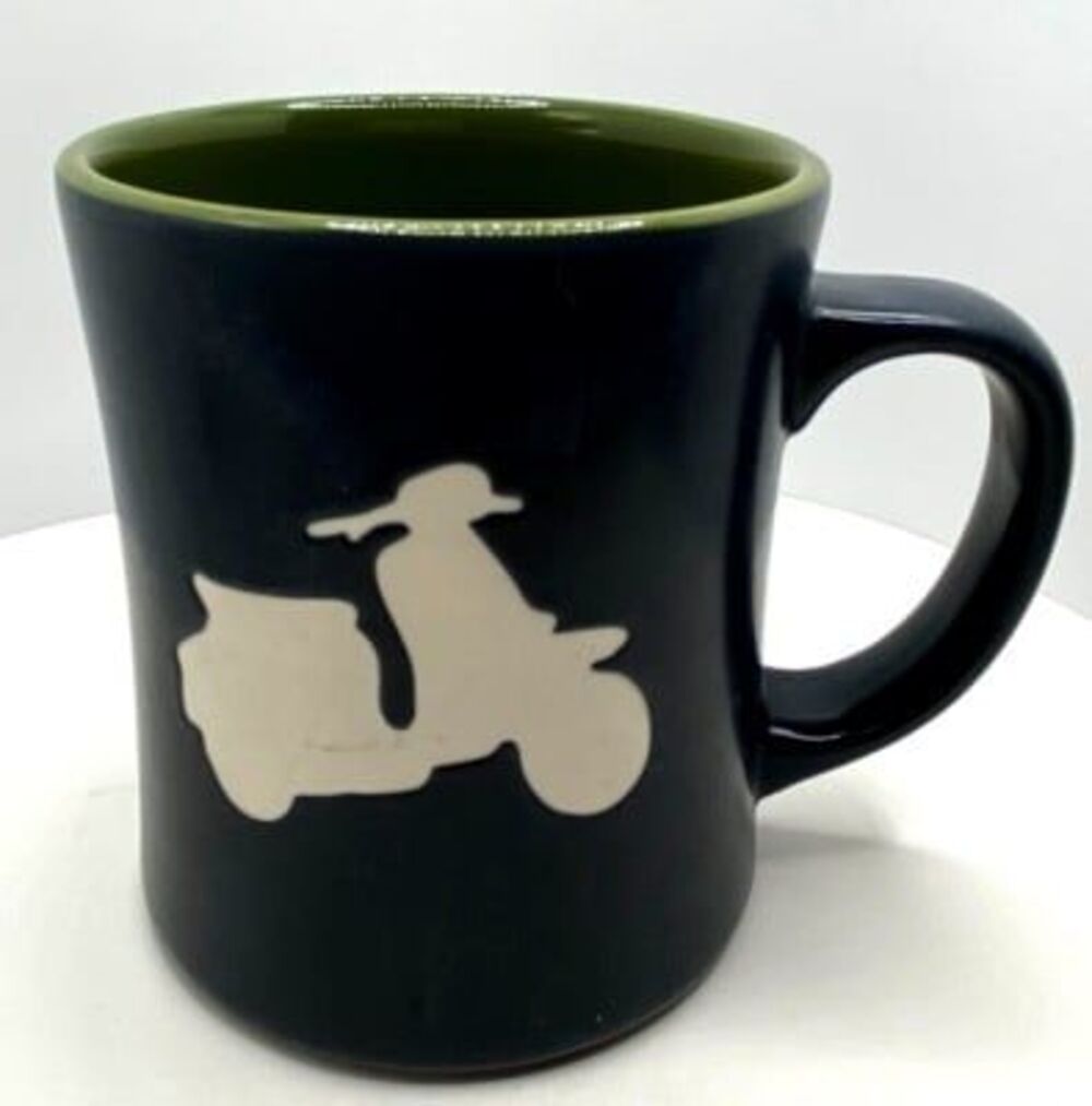 Starbucks 2011 Embossed Etched Vespa Scooter Moped Porcelain Coffee Cup Mug